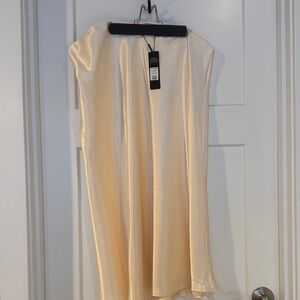 Fashion Nova Cream Satin Midi Skirt